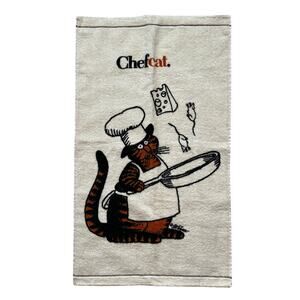 Vintage B Kliban Chef Cat Terrycloth Hand Towel Kitchen